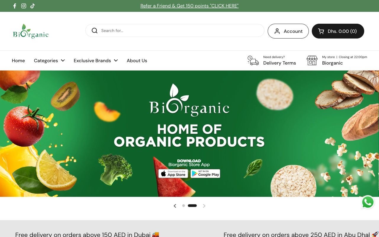 Biorganic organic food ecommerce website preview