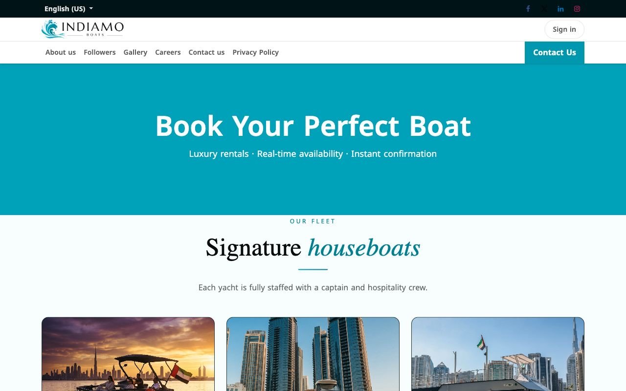 Indiamo boat booking website preview