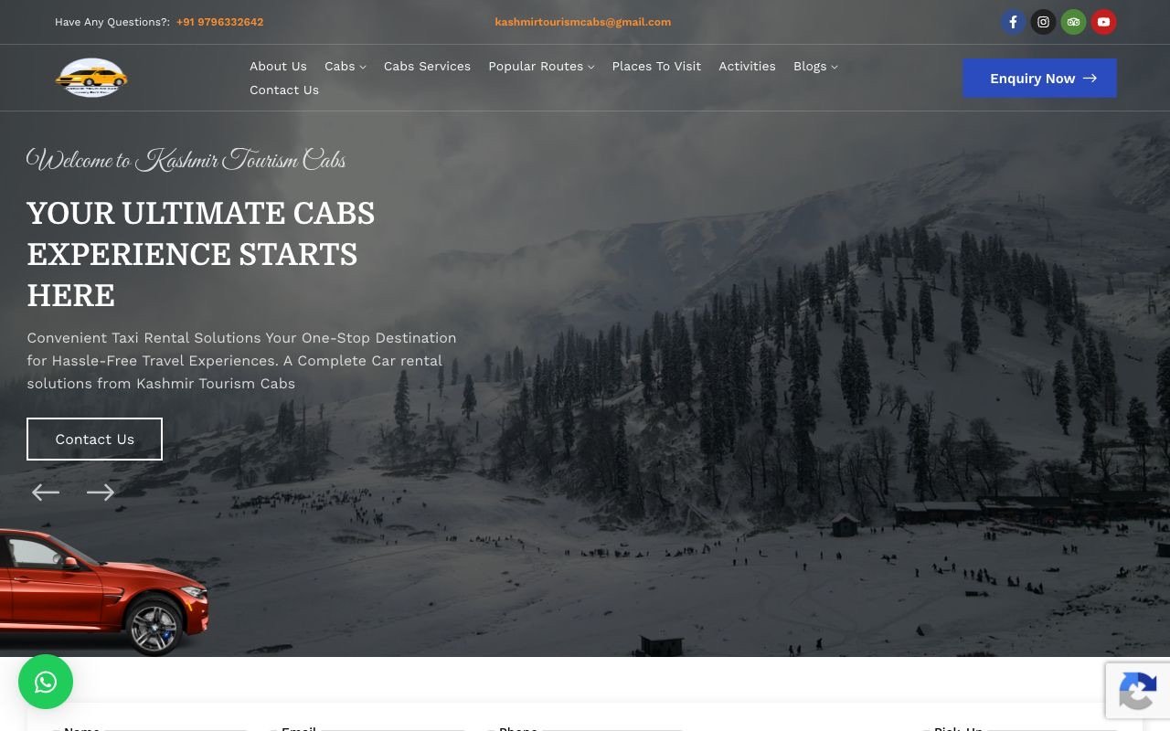 Kashmir Tourism Cabs website preview